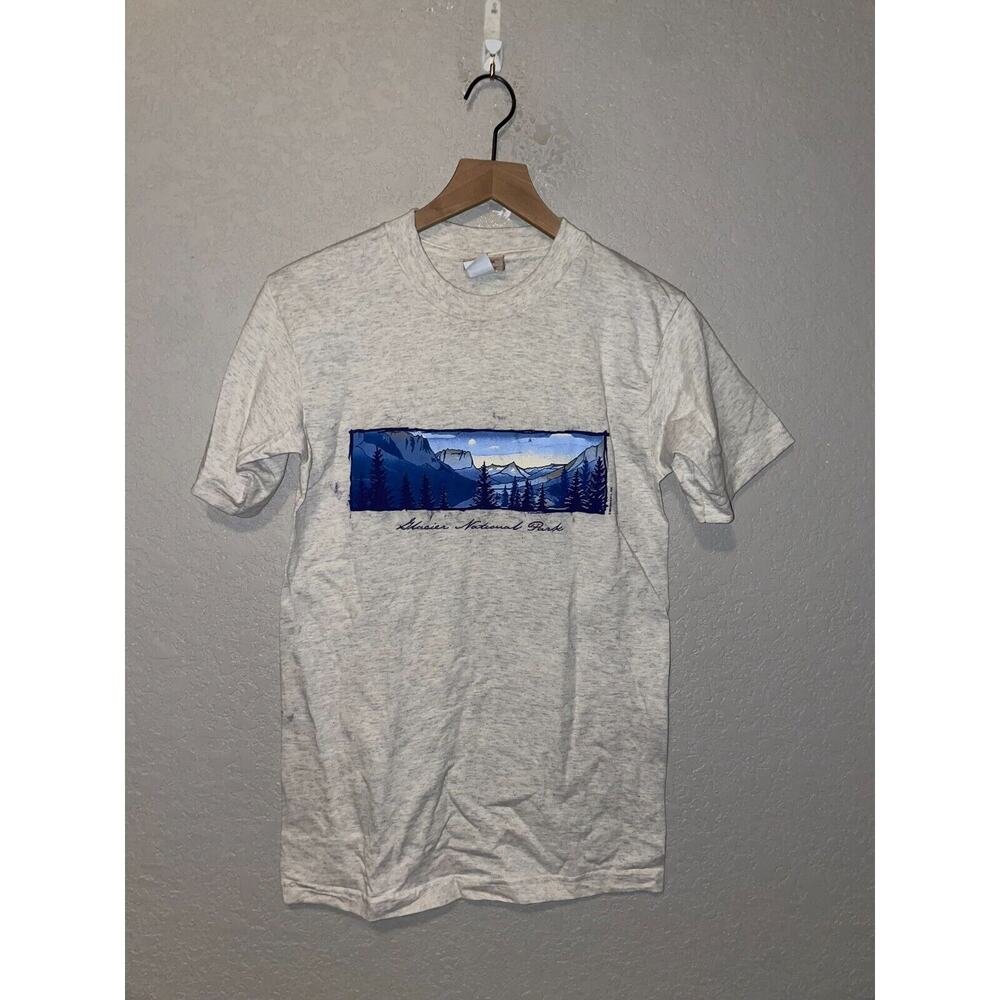 Vintage Glacier National Park Shirt NCAA Test Print Montana Grizzlies Tee 90s S